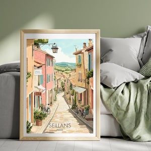 Seillans Frankreich Reise Poster Antike Straßen Altstadt Wand Kunst Landschaft Kunst Illustration Druck