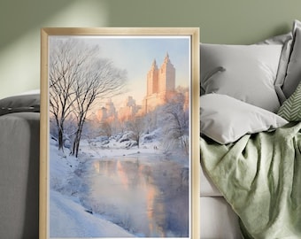 Central Park Poster New York Poster New York City Print NYC Wall Art Christmas Manhattan Illustration Print