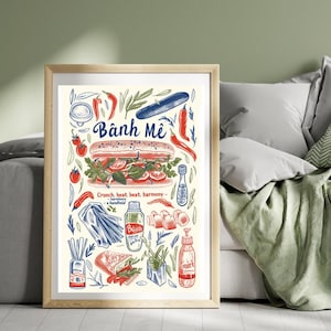 Banh Mi Art Print Banh Mi Poster Vietnamese Food Print Food Art Illustration