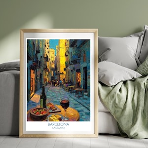 Barcelona Tapas Poster Spain Poster Catalonia Print Catalunya Poster Food Spanish Food Cuisine Art Illustration