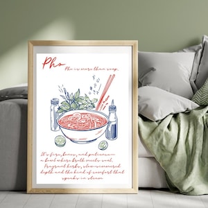 Pho Art Poster Vietnamese Noodle Soup Print Pho Bo Poster Pho Ga Print Vietnam Poster Vietnamese Food Art Illustration