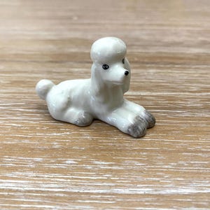 Vintage Miniature Dollhouse Poodle Sculpture Figurine/ Ceramic Mini Dog Figurine