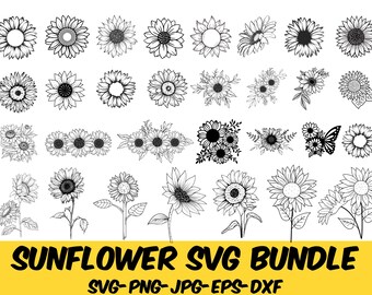 Sunflower SVG Bundle: Boho Floral Cut Files for Cricut (Commercial Use)