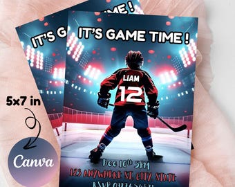 Ice Hockey Birthday Invitation: Sport Party, Digital Download