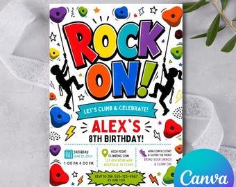 Rock Climbing Birthday Invitation, Indoor Rock Wall Adventure Party