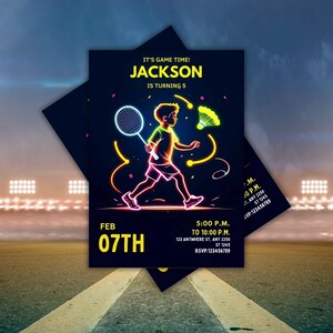 Editable Badminton Birthday Invitation Badminton Party Invitation Game On Party Sports Birthday Invite Digital INSTANT DOWNLOAD.