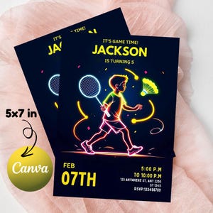 Editable Badminton Birthday Invitation Badminton Party Invitation Game On Party Sports Birthday Invite Digital INSTANT DOWNLOAD.