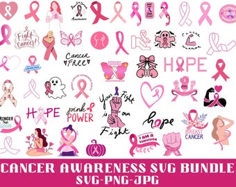 Breast Cancer Awareness SVG Bundle: Ribbon Designs (Digital Download)