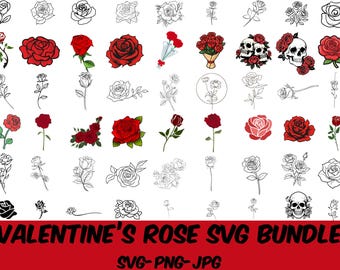 Rose SVG Bundle | Floral Silhouette Clipart, Wedding Design (Commercial Use)