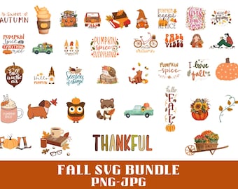 Fall SVG Bundle,Autumn and Thanksgiving SVG Designs,Cricut & Silhouette Cut Files.