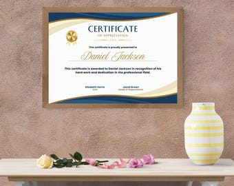 Editable Appreciation Certificate Template: Printable Canva Design