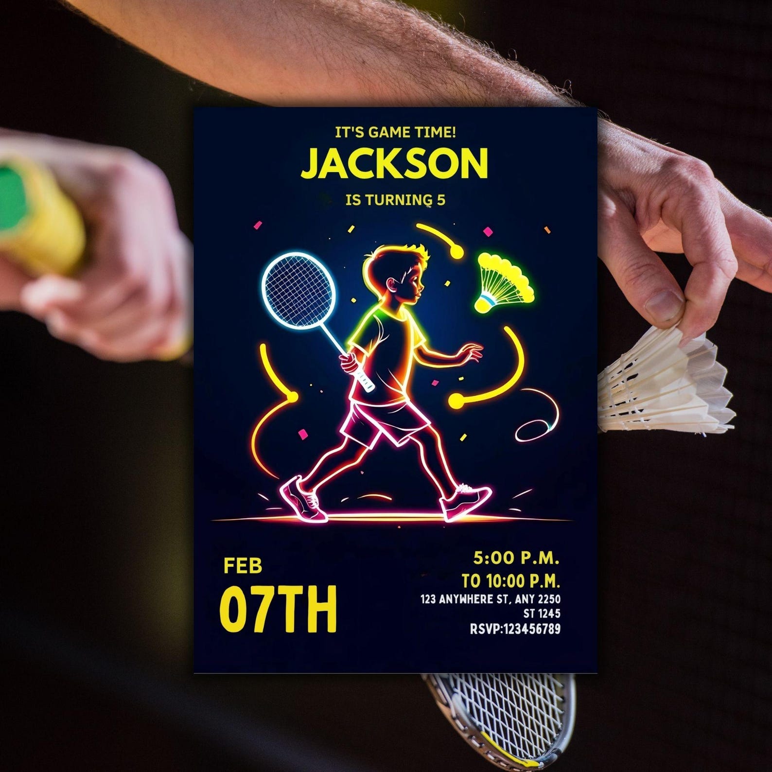 Badminton Birthday Invitation: Editable Sports Party Invite (digital ...