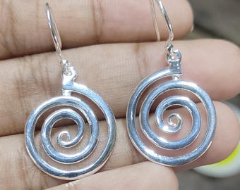 Spiral Earrings, 925 Sterling Silver Earrings, Silver Hoop Earrings, Swirl Earrings, Punk Earrings, Gothic Earrings, Gothic Jewelry