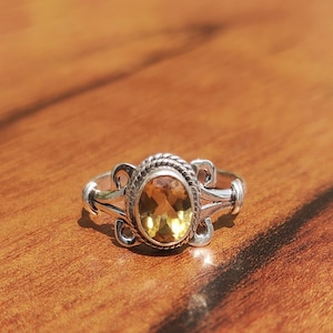 Natural Citrine Ring 925 Sterling Silver Ring, Stackable Birthstone Ring, Everyday Delicate Birthstone Jewelry, Women Unique Gift For Her