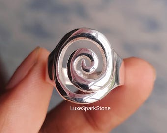 Spiral Ring, 925 Sterling Silver, Swirl Ring for Women, Handmade Minimalist Jewelry, Round Silver Ring, Circle Ring, Unique Gift For Her