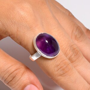 Amethyst Ring, 925 Sterling Silver Ring Jewelry, Purple Gemstone Ring, Statement Ring, Oval Stone Ring, Handmade Ring, Gift for Her