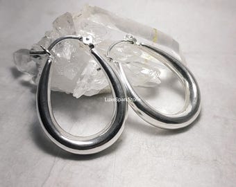 Aros gruesos, aros de plata macizos, aros de plata de ley, pendientes con dijes, pendientes de plata, regalos para el Día de la Madre