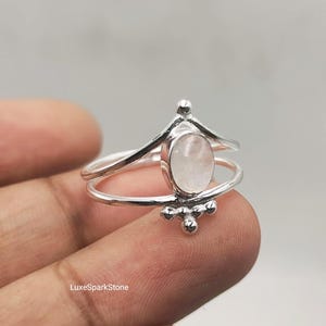 925 Sterling Silver Rainbow Moonstone Ring, Oval Gemstone Statement Ring, Boho Ring, Handmade Minimalist Silver Jewelry, Unique Gift for Her