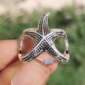 925 Sterling Silver Starfish Ring, Beach Jewelry, Trendy Best Friend Gift Ocean Jewelry Marine Nautical Ring Gift For Her, Women Ring