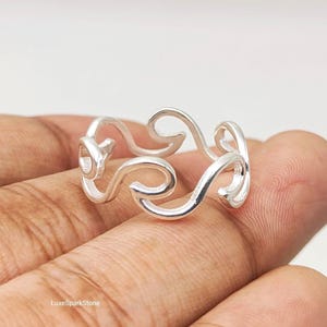 Golfring van 925 sterling zilver, handgemaakte minimalistische wikkelring, boho statement ring, delicate ring, alledaags sieraad, uniek cadeau voor haar
