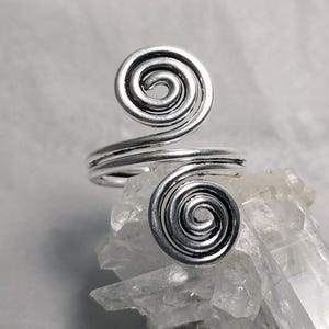Sterling Silver Double Spiral Ring, Swirl Ring, Handmade Circle Ring Simple Silver Ring Minimalist Ring, Statement Ring, Unique Gift For Her