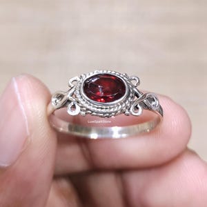 Garnet Gemstone Ring, 925 Sterling Silver Rings, Statement Ring, Minimalist Ring, Birthstone Ring, Ring For Her, Gift Ring, Christmas Gifts