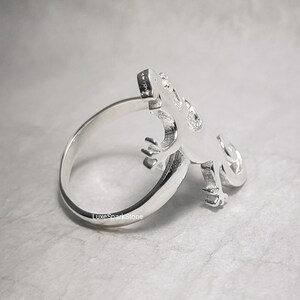 May include: A silver-colored ring featuring a lizard design. The lizard is detailed with visible claws and a textured body. The ring band is smooth and polished. The ring is shown on a neutral background.