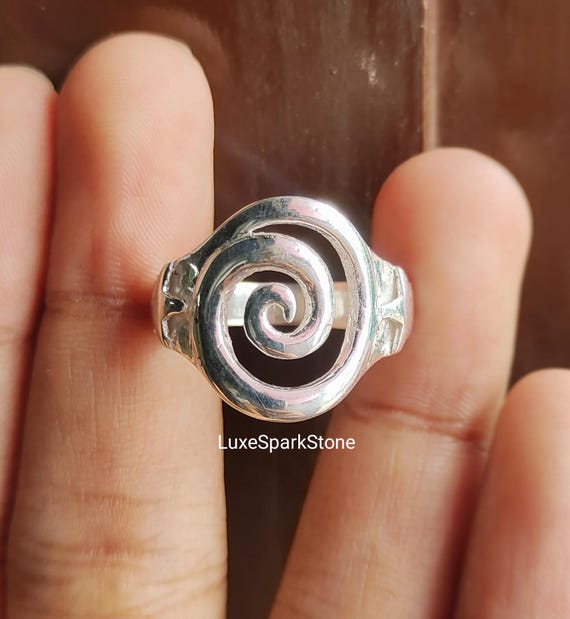 Spiral Ring, 925 Sterling Silver, Swirl Ring for Women, Handmade Minimalist Jewelry, Round Silver Ring, Star Ring, Unique Gift For Her