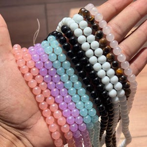 Natural Gemstone Beads Bracelet, Handmade Men Women Stretchy Bracelet, Genuine Gemstone Round Beaded Healing Crystal Bracelet