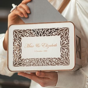 Wedding Large and Small Card Box | Box for Envelopes | Wooden Classic Wedding Box with Personalization | Custom Couple Wedding Gift Moment
