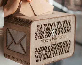 Rustic Wedding Card Box: Boho Wood & Acrylic Keepsake