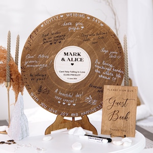 Wedding Guest Book Alternative Vinyl Record Imitation, Boho Wedding Sign, Custom Rustic Wedding Ceremony Wall Decor Ideas, Personalized Sign