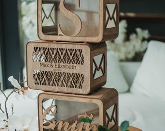 Rustic Wedding Card Box with Slot: Wooden Keepsake Centerpiece