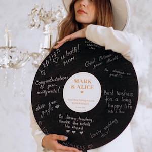 Personalized Wedding Guest Book Alternative Imitation Vinyl Record | Personalized Sign | Wedding Anniversary Gift | Custom Audio Guestbook