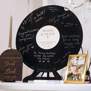 Music Wedding Guest Book Alternative Sign, Unique Wedding Signage, Personalized Rustic Party Decor, Guest Book Ideas, Wooden Guest Book