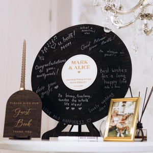 Custom Vinyl Record Wedding Guest Book Alternative | Retro Music-Themed Decor for Guests to Sign | Personalized Keepsake for Newlyweds