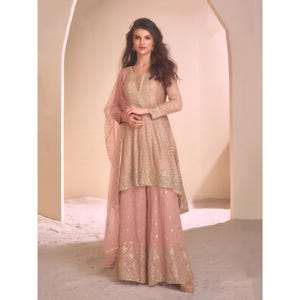 Pakistani Designer Sharara Suit, Wedding Guest Dresses For Women, Reception Palazzo Set 3pc, Salwar Kameez, Indian Wedding Bridesmaids Dress