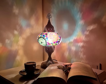 Handcrafted Turkish Mosaic Table Lamp: Vintage Style Glass Lamp - Living Room Bedroom Decor
