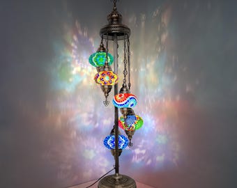 Lampadaire turc en mosaïque : lampadaire art déco à 5 globes