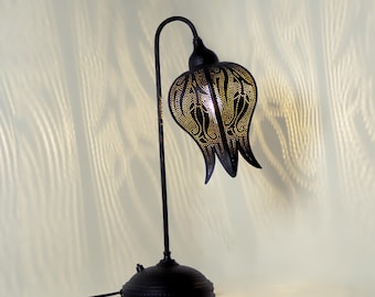 Moroccan Tulip Bedside Lamp | Turkish Home Decor Gift | Standing Moroccan Lamp for Bedroom Living Room Light