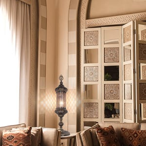 Silver Turkish Blown Glass Table Lamp – Perfect for Living Rooms & Bedrooms with Elegant Design