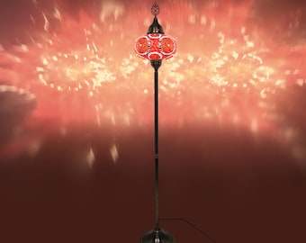Handcrafted Turkish Mosaic Floor Lamp: Colorful  Lampshade Decoration