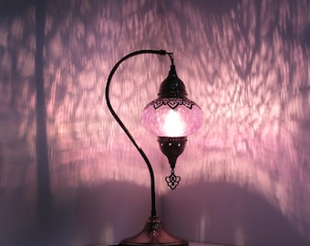 Lampe de chevet turque avec verre fissuré et design découpé au laser - Veilleuse