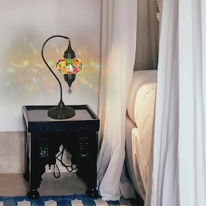 Colorful Glass Mosaic Lamp, Turkish Style Bedside Table Lighting