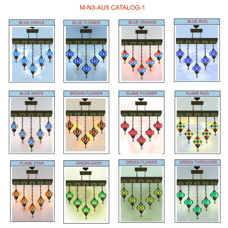 Turkish Mosaic Pendant Lamp Chandelier: Moroccan 5-globe Pendant Light ...
