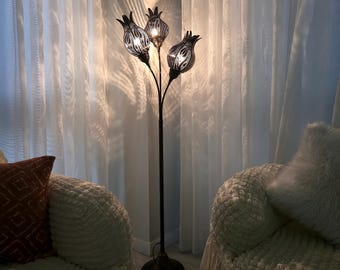 Handcrafted Moroccan Floor Lamp: Tulip Design, Bohemian Home Decor