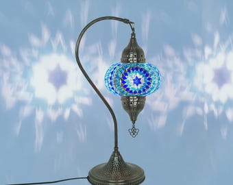 Colorful Stained Glass Turkish Mosaic Lamp for Boho Home Decor