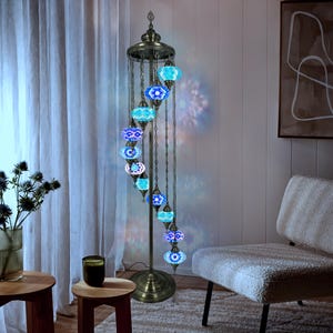 11 Globe Mosaic Floor Lamp for Living Room Decor - Turkish Moroccan Inspired