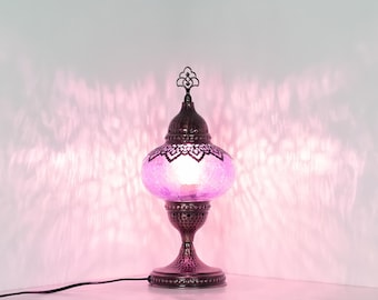 Handcrafted Turkish Table Lamp - Cracked Glass Night Lamp
