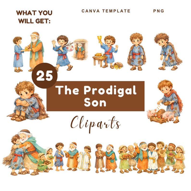 NEW - Prodigal Son Clipart Bundle: Bible Story Illustrations (digital ...